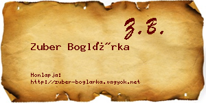 Zuber Boglárka névjegykártya